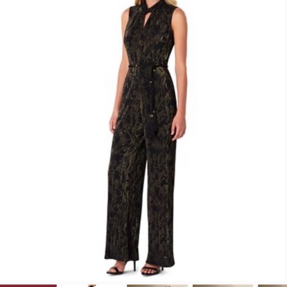 Tahari black and gold jumpsuit NWT - Size 16 - Picture 3 of 8